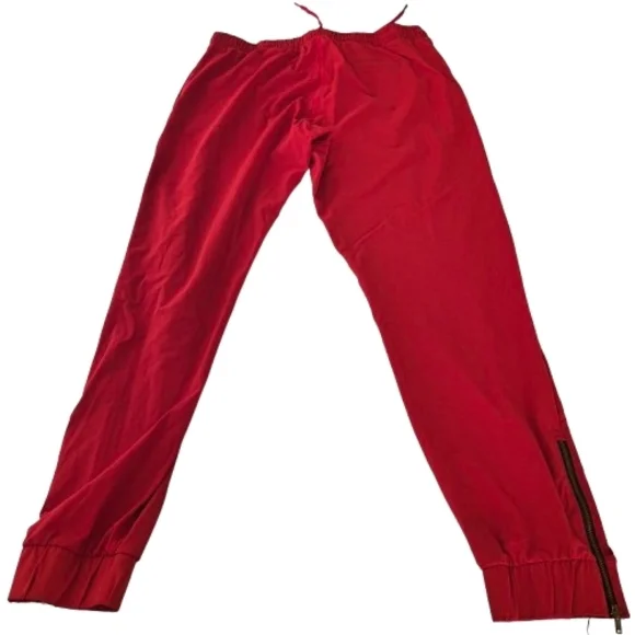 ZYIA Active Red Everywhere Joggers Zipper Ankles L Nylon Spandex Gold Athleisure - Picture 3 of 6